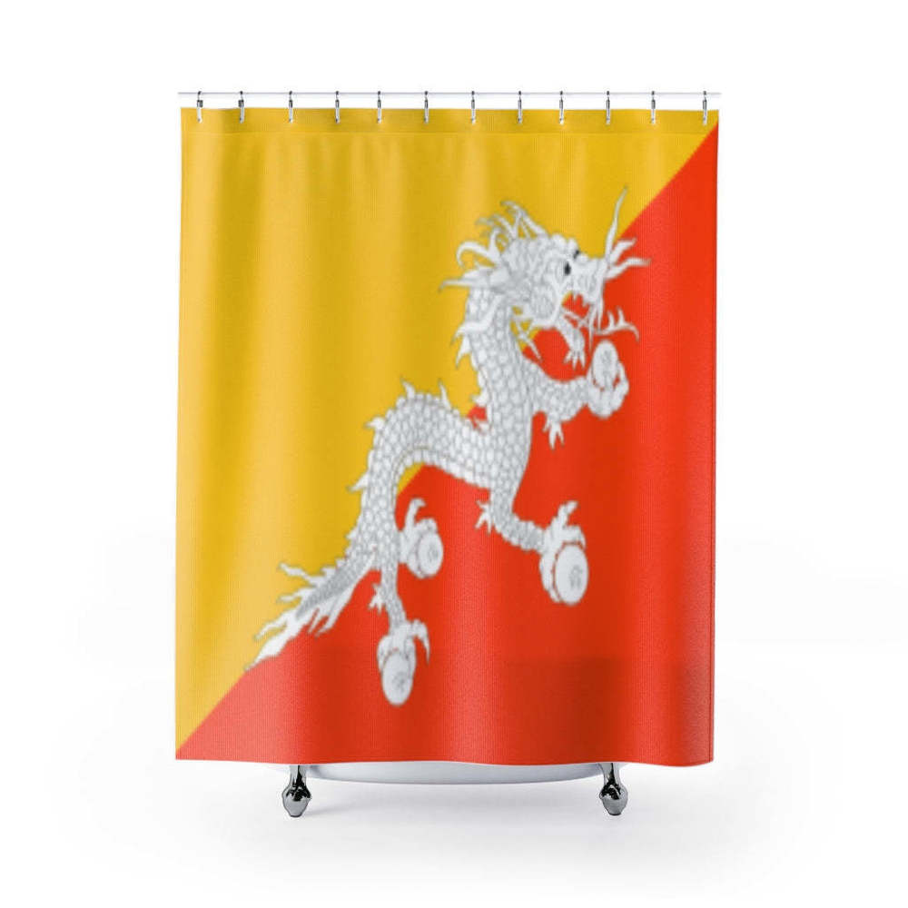 Bhutan Flag Stylish Design 71" x 74" Elegant Waterproof Shower Curtain for a Spa